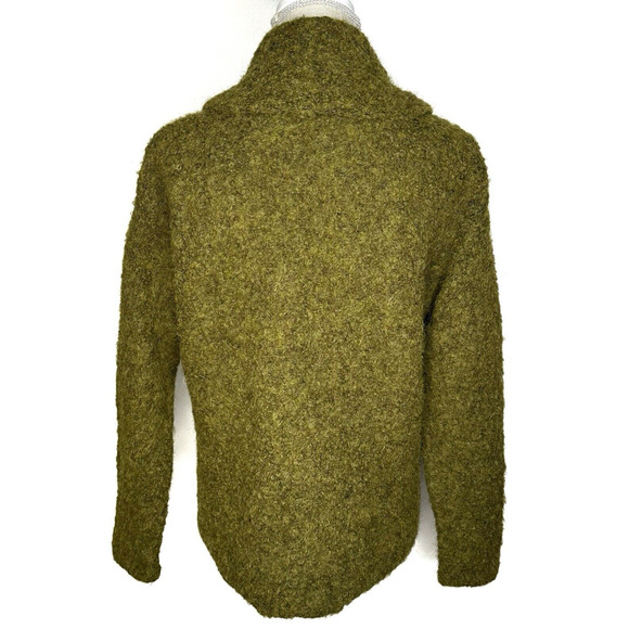 Tabask Handcrafted Alpaca Green Cardigan Sweater Single Button Womens Large Peru - Picture 3 of 11